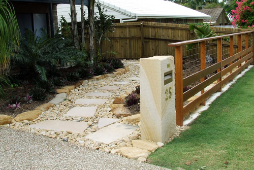 Sandstone Letterbox and Stone Pathway Brisbane