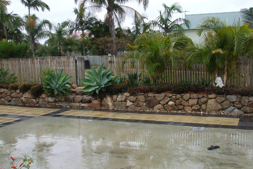 Natural Granite Landscaped Boulder Wall Brisbane