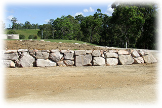 A Boulder Wall Constructed for a 200 Meter Driveway