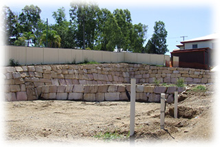 A Sandstone Boulder Wall Built for a Brisbane Council