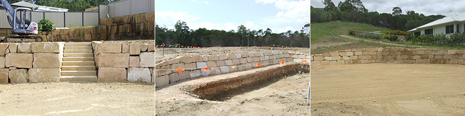 Building a Stone Pitched Retaining Wall in Brisbane
